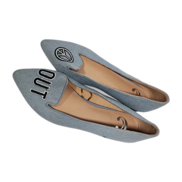 Peace Sign + Out Women's Flats Size 9 Slip Ons Low Heel Slides Hippie Hobo - Picture 10 of 10